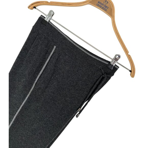 ZegnaSport Charcoal Gray Wool & Cashmere Blend Wide-Leg Track Pants With Drawstr - Picture 7 of 8